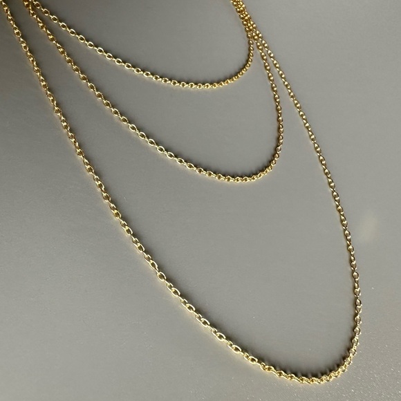 24k Gold Vermeil Round Link Simple Dainty Chain 32 inches - Picture 7 of 9